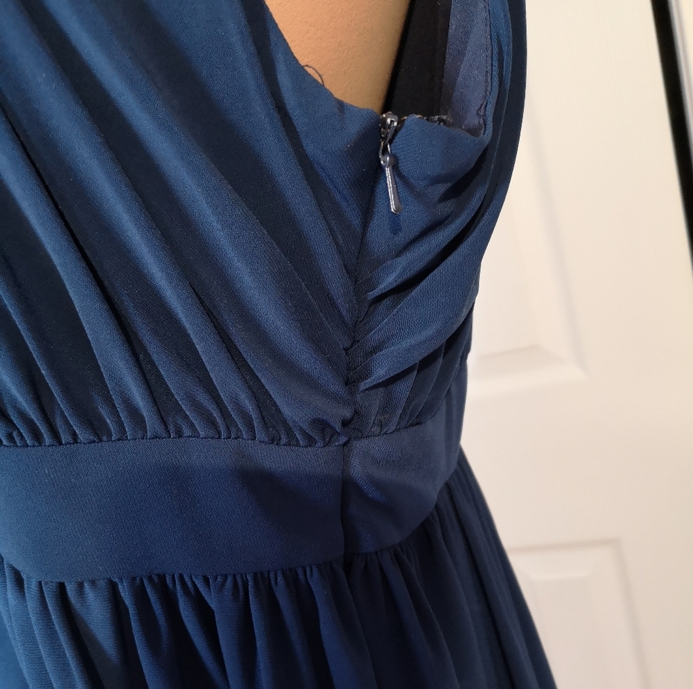 Essentials By ABS Romantic Cottage Core Navy Blue Sleeveless Dress Size 14 - Picture 3 of 10